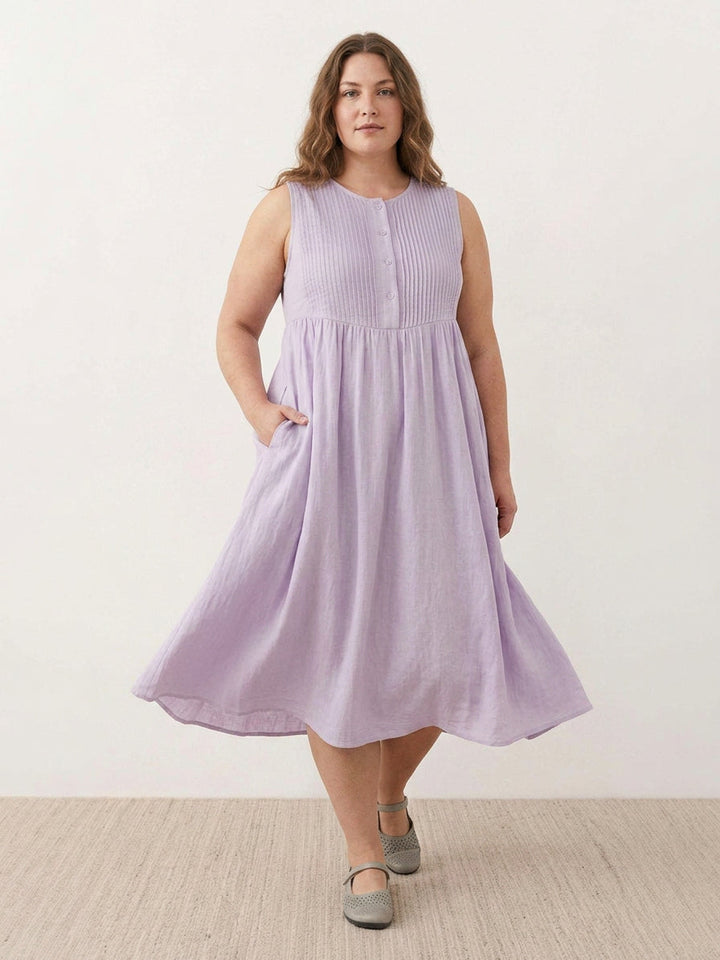 Olwen - Cotton Linen Midi Dress