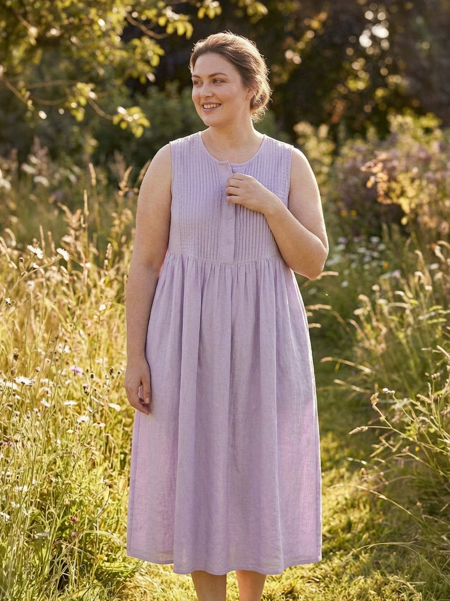 Olwen - Cotton Linen Midi Dress
