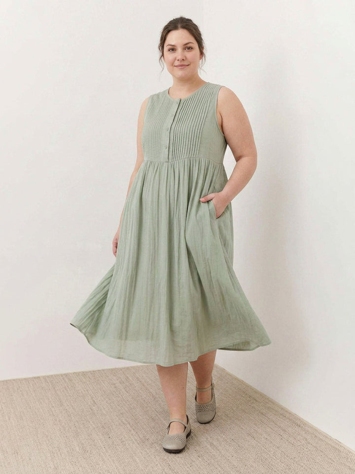 Olwen - Cotton Linen Midi Dress
