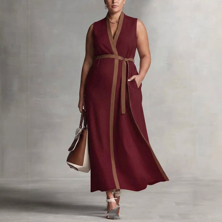 Delphine Contrast Sleeveless Dress: Effortless Office Elegance