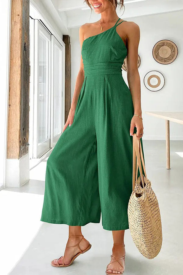 Shiloh - Sexy Sling Waist Pocket Straight Sleeveless Jumpsuit