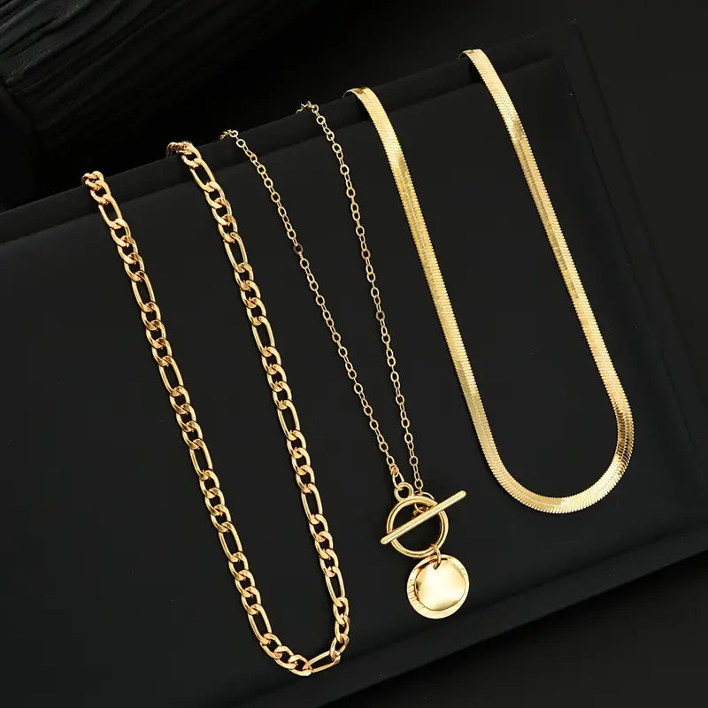 Anouk Textured Coin Layered Necklace | Gold