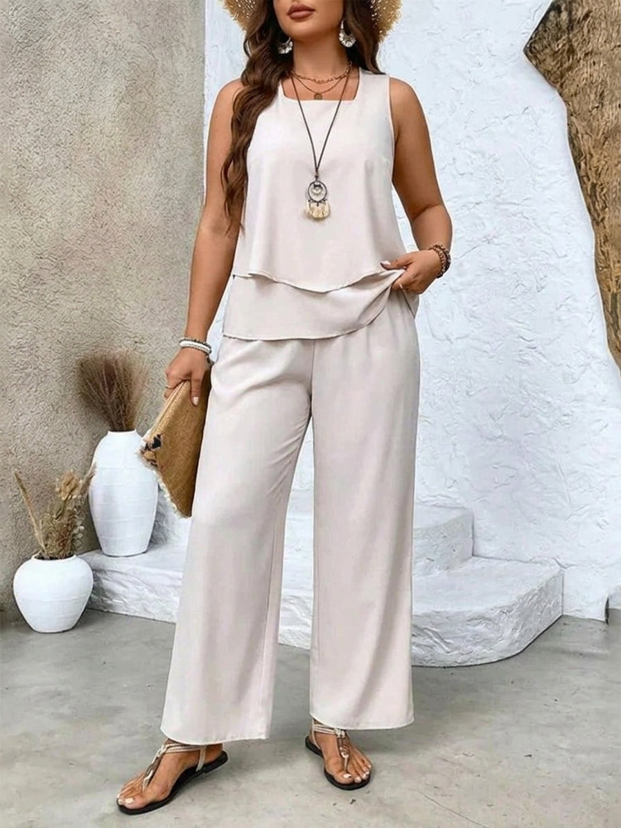 Ysolde | Sleeveless Top And Wide-Leg Trousers Set