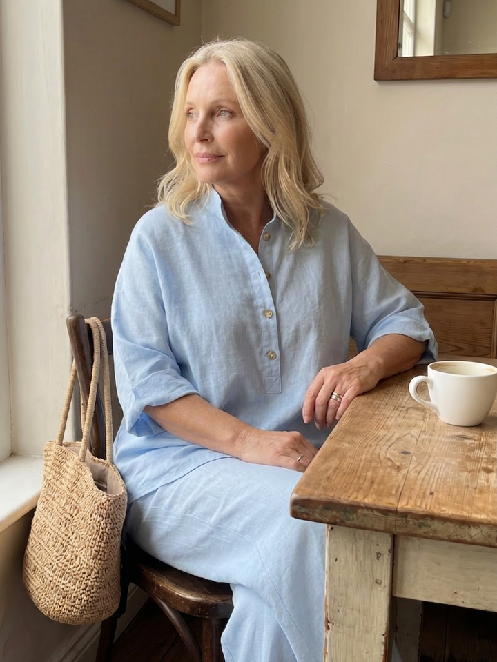Eleni | Button Front Relaxed Tunic Trouser Set