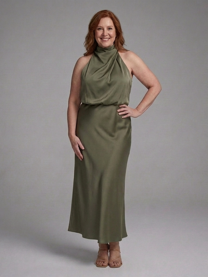 Eilwen | Midi Dress with Halter Neckline