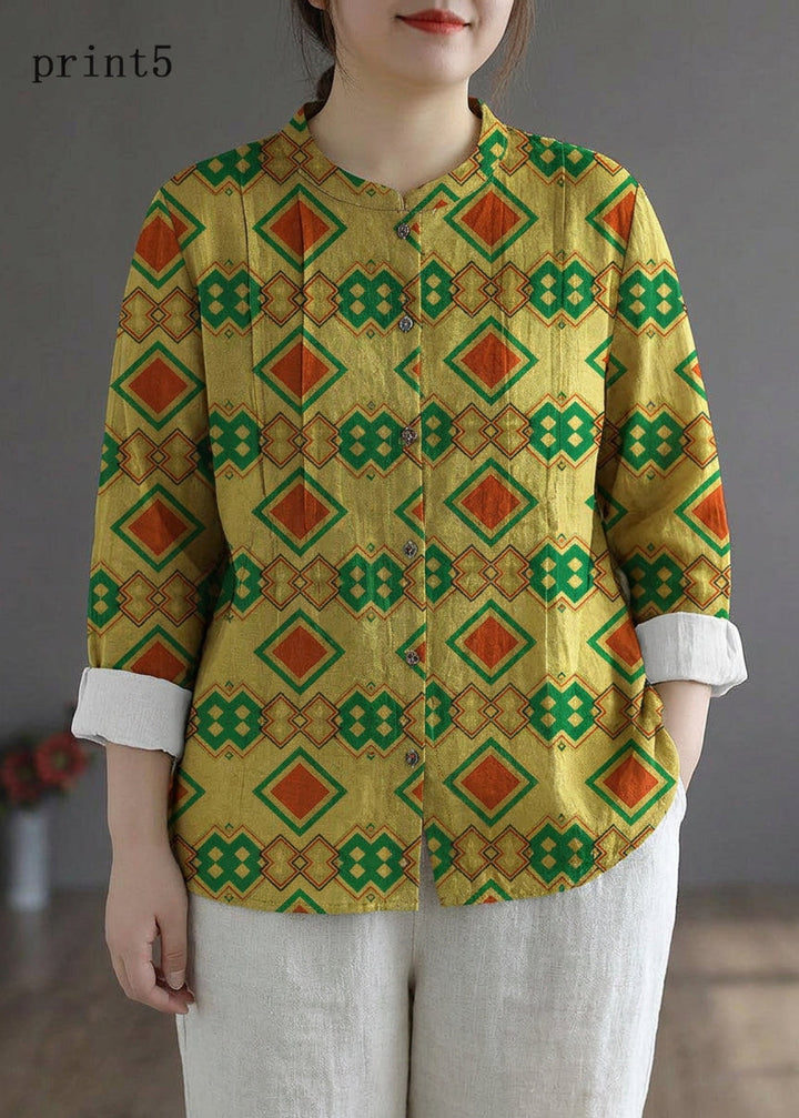 Marguerite - Women Yellow Elegant Button Fall Top Long Sleeve Linen