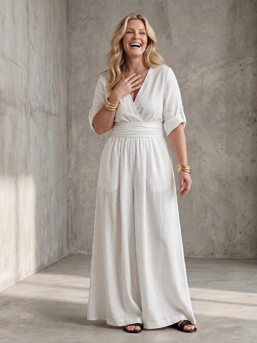 Maeve | Cross Front Wide Leg Jumpsuit