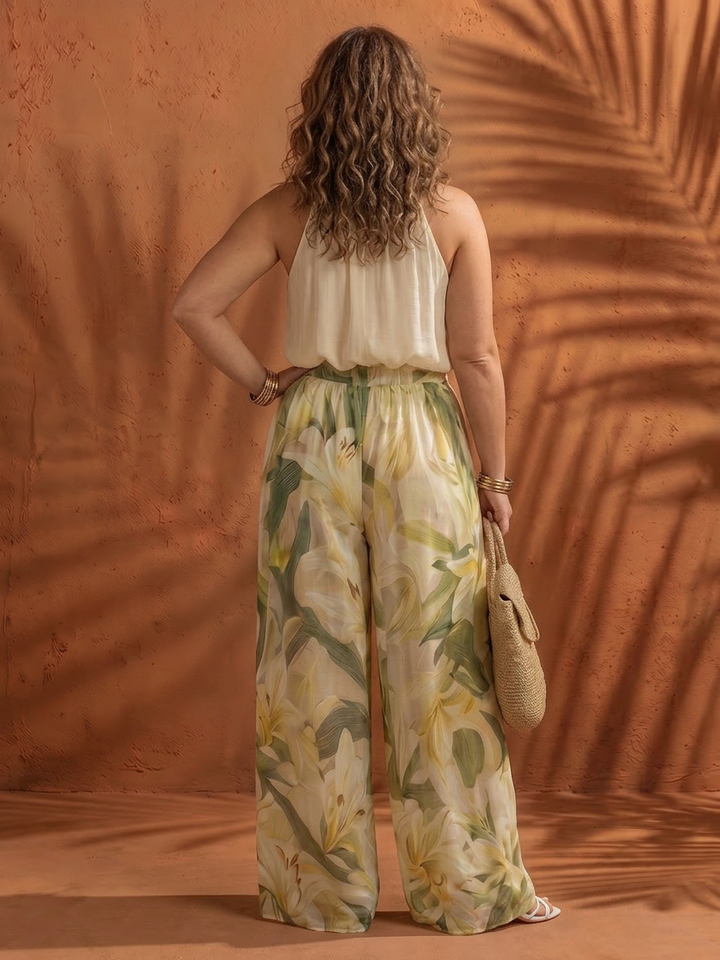 Ila | Halter Neck Blouse Floral Wide Leg Set