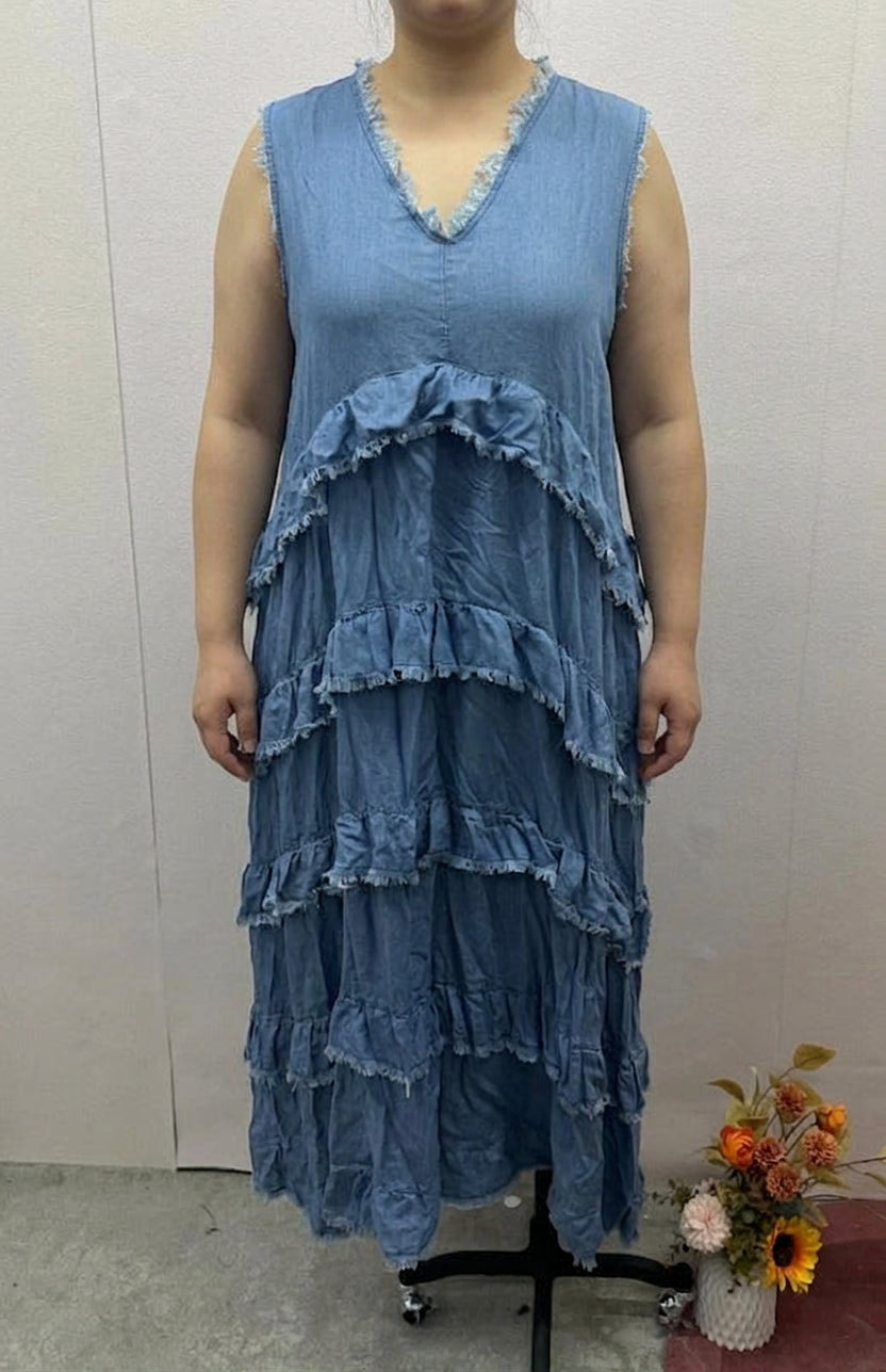 Ingrid Raw-edge Denim Dress