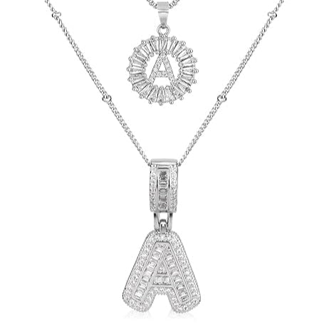 Selma letter initial necklace set | White Gold