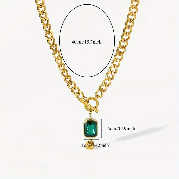 Posy Chain Emerald Pendant Necklace | Gold