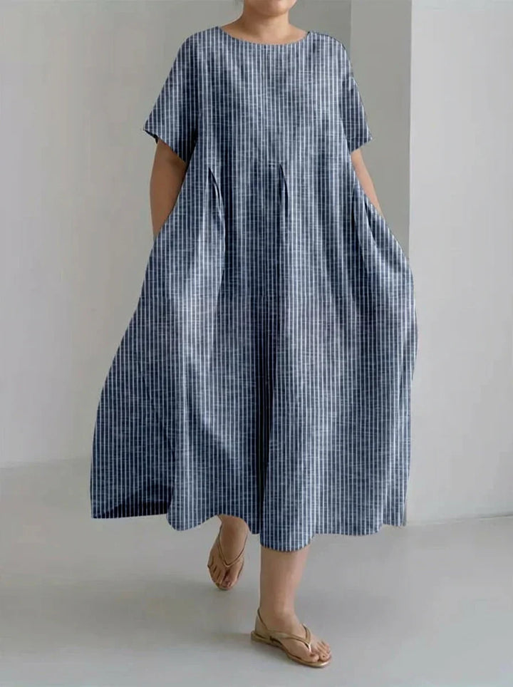 Laisa | Ladies Casual With Retro Stripe Design Loose Dress