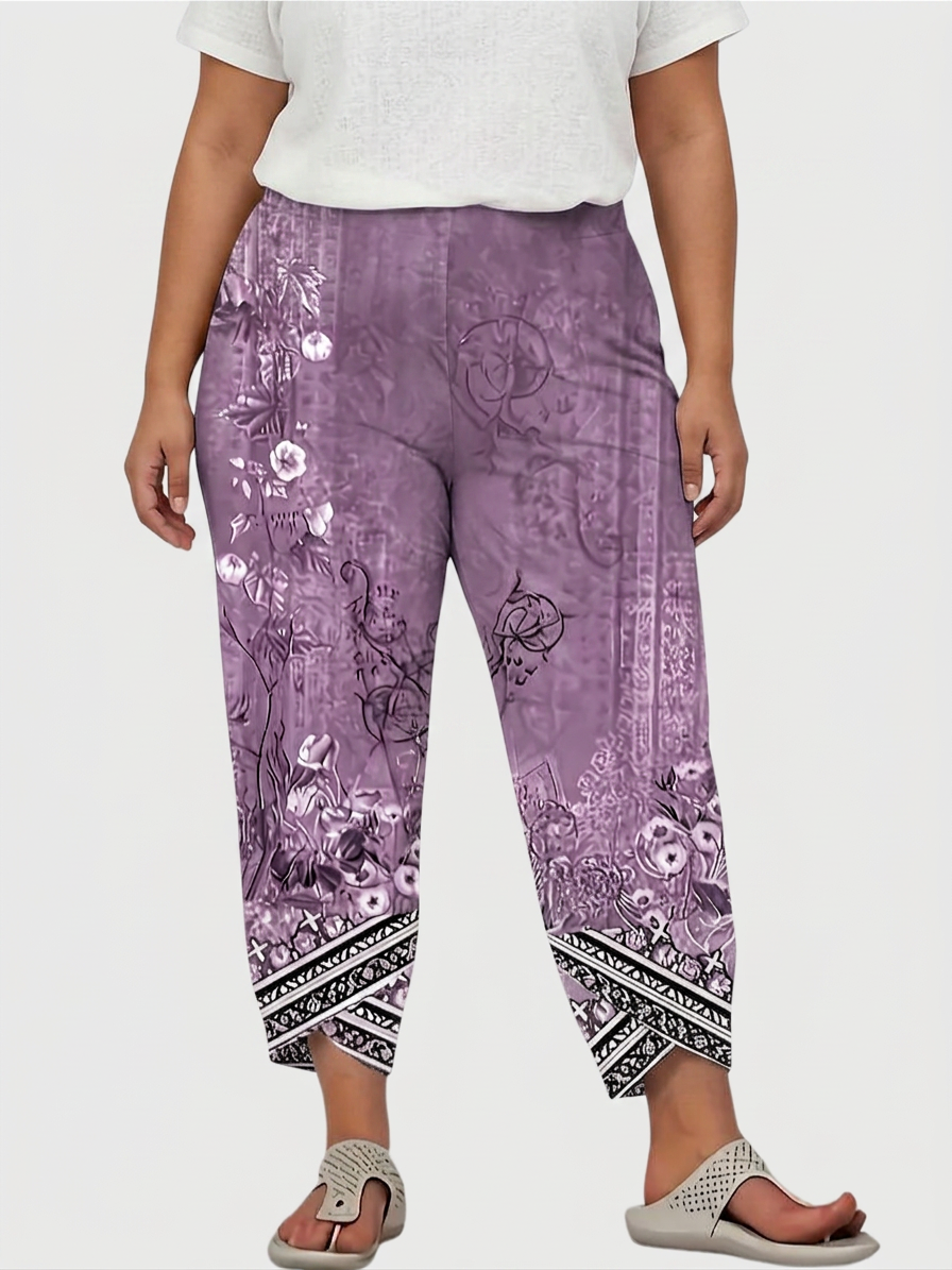 Olwen | Vintage Floral Capri Trouser With Elastic Waist
