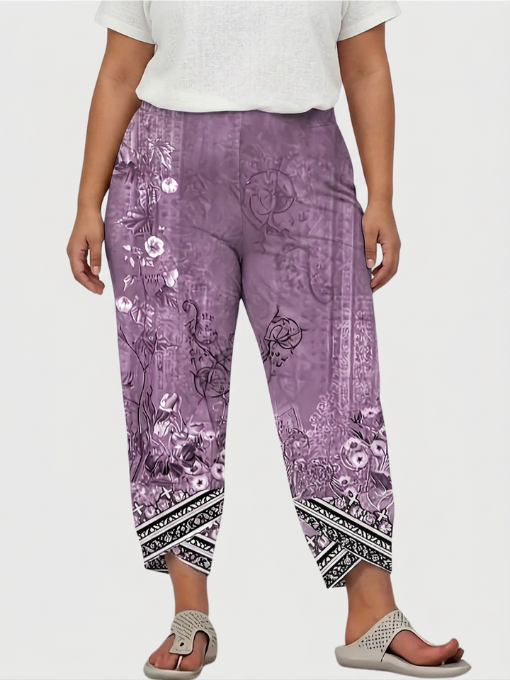 Olwen | Vintage Floral Capri Trouser With Elastic Waist