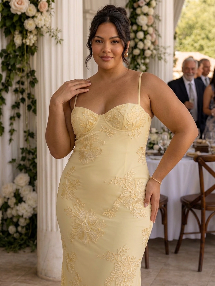 Clover | Spaghetti Strap Corset Bodice Maxi Dress