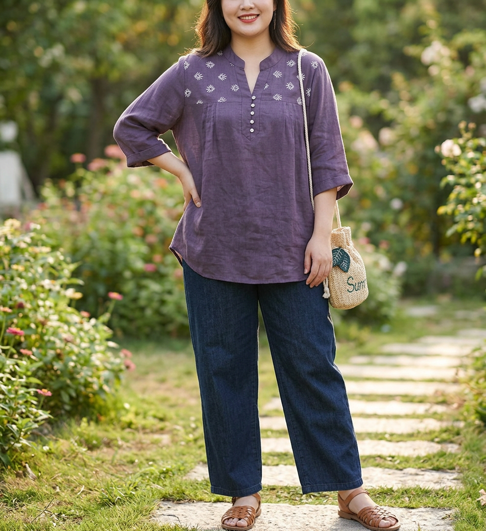 Maia - Pure Cotton Schiffly Embroidered Women
