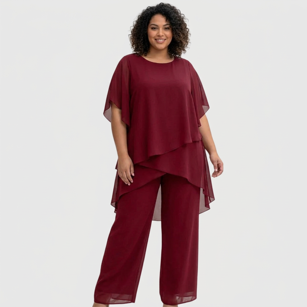 Isolde | Suit with draped palazzo Trousers