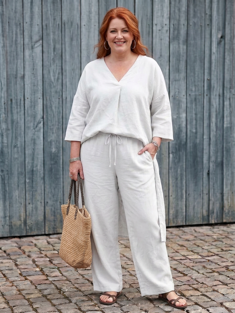 Juna | Loose Tunic Top Wide Leg Trouser Set