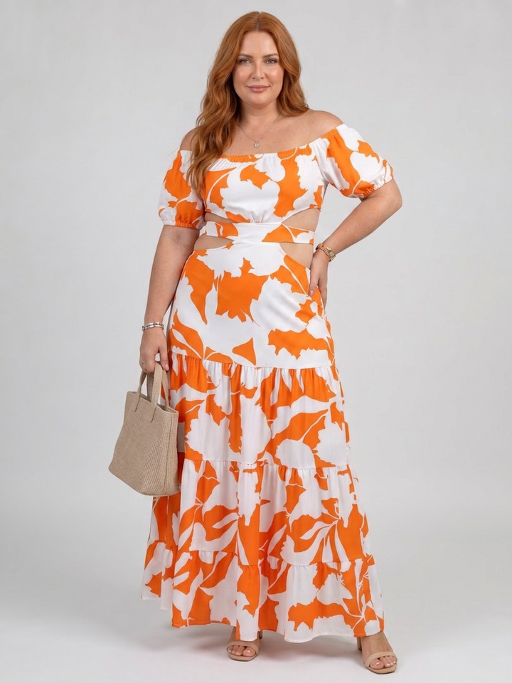 Cassia | Off Shoulder Cutout Waist Maxi Dress