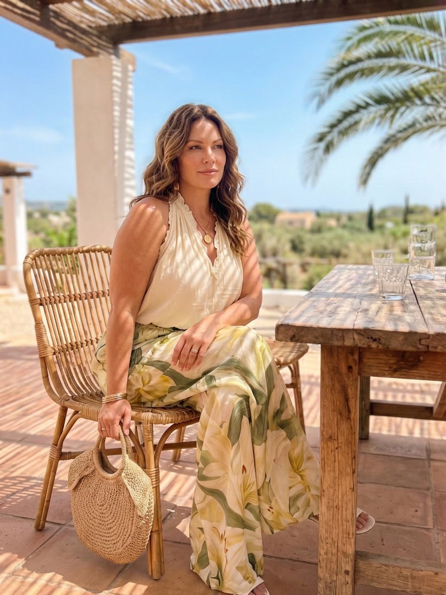 Ila | Halter Neck Blouse Floral Wide Leg Set