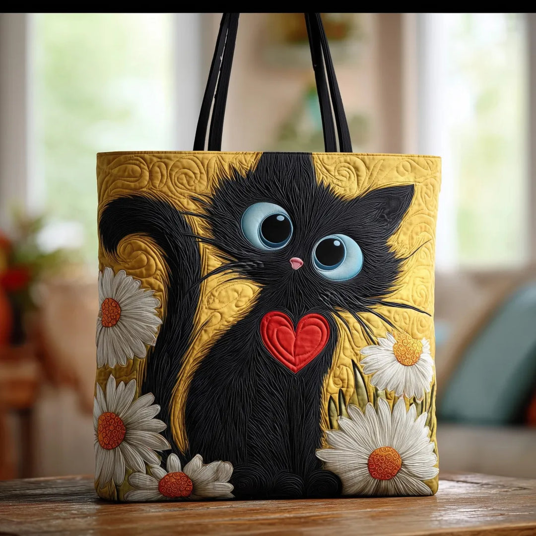 Lowri Bag - Black Cat with Daisies