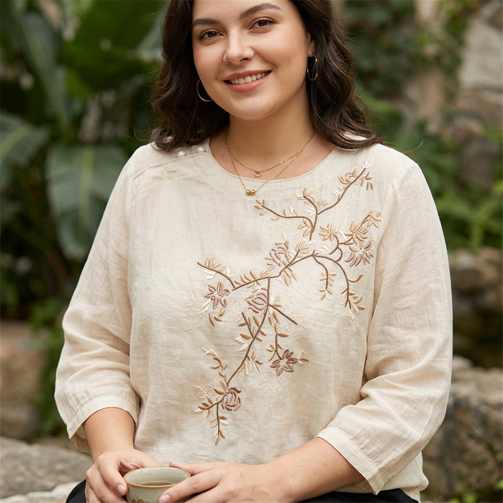 Isadora - Pure Cotton Embroidered Womens Top