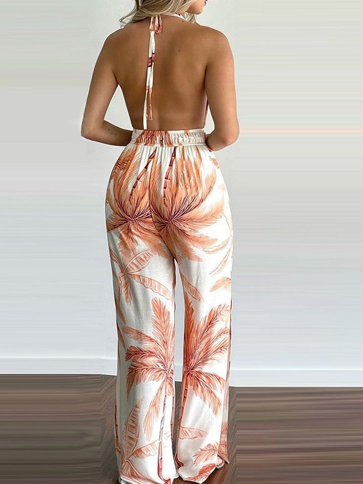 Cordelia - Sling Leaf Print Jumpsuit