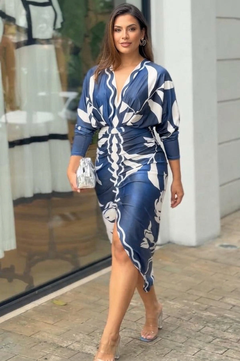 Signy | Sun Escape Unique Print Dolman Midi Dress