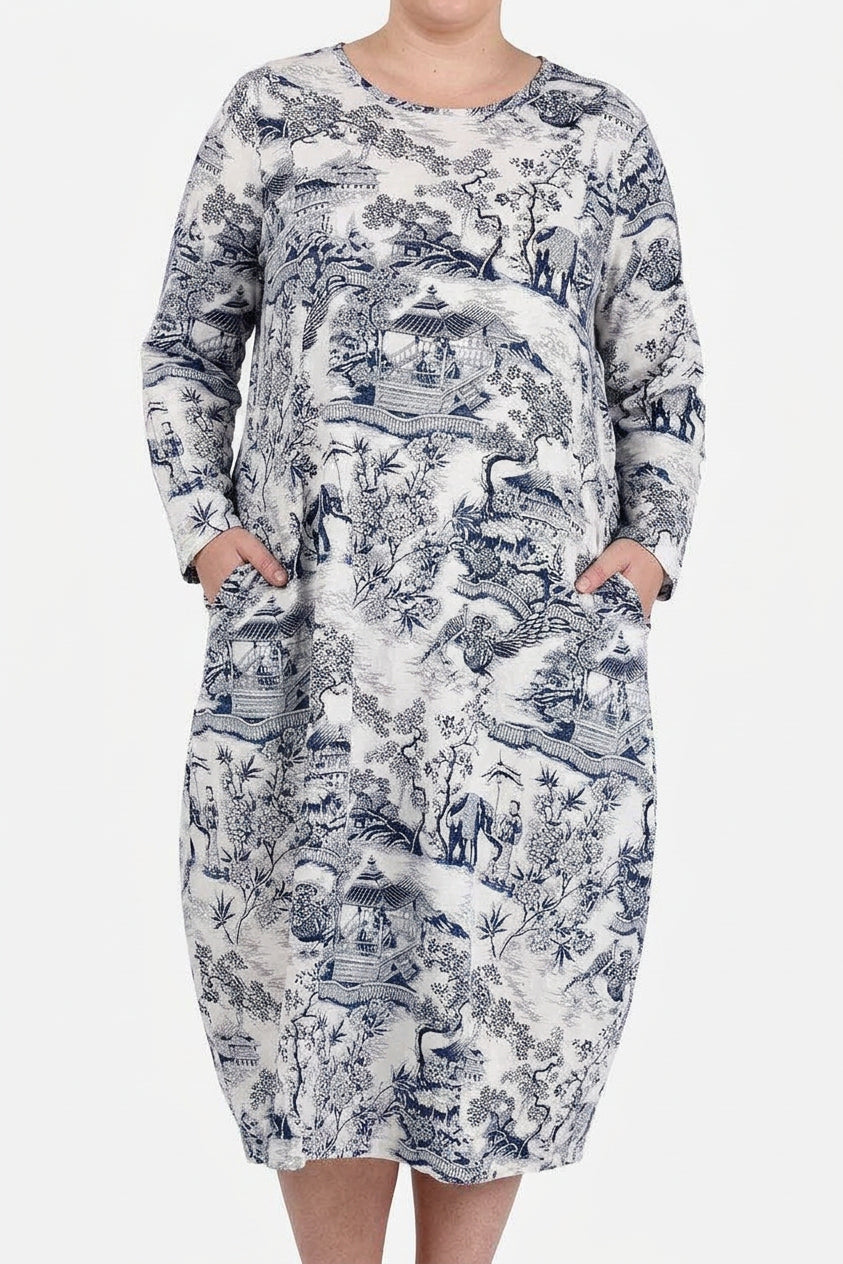 Odette - Porcelain Print Dress