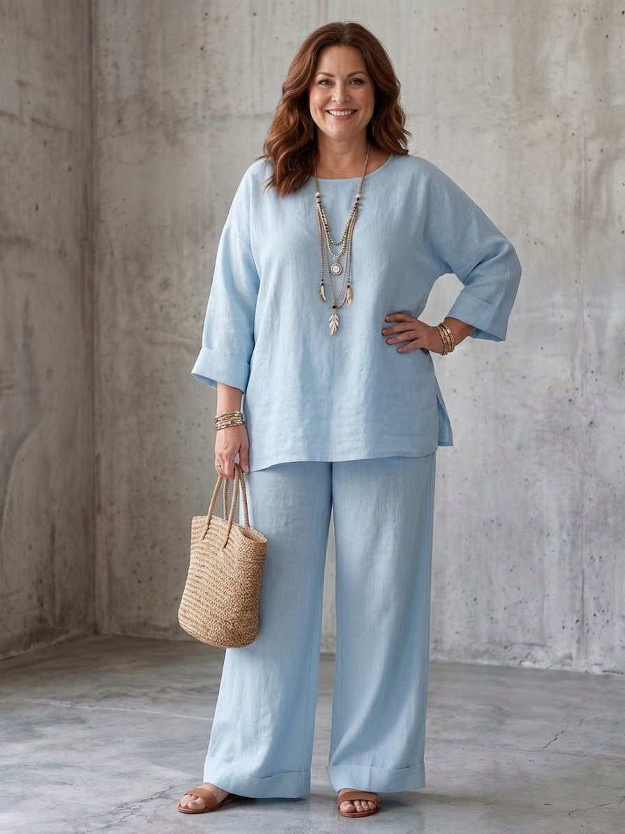Isabeau | Oversized Tunic Wide Leg Trouser Set