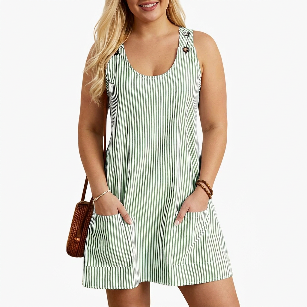 Pemberley | Sleeveless Striped Pocket Dress