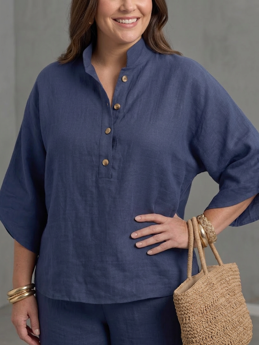 Eleni | Button Front Relaxed Tunic Trouser Set