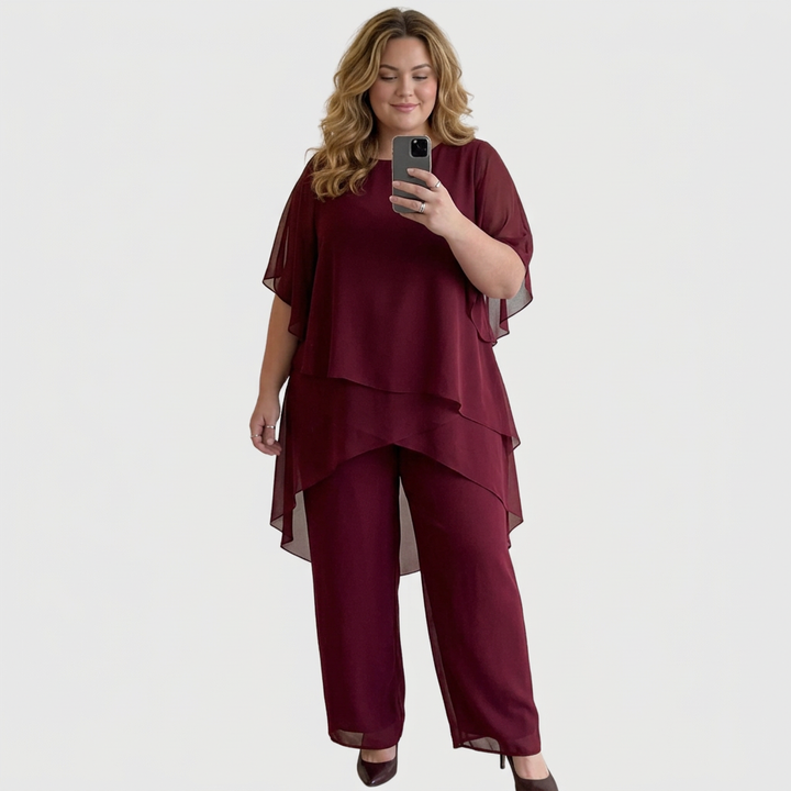 Isolde | Suit with draped palazzo Trousers