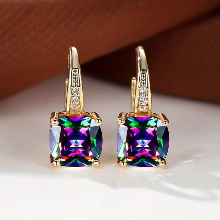 Kaia Sapphire Stone Hoop Earrings | Gold