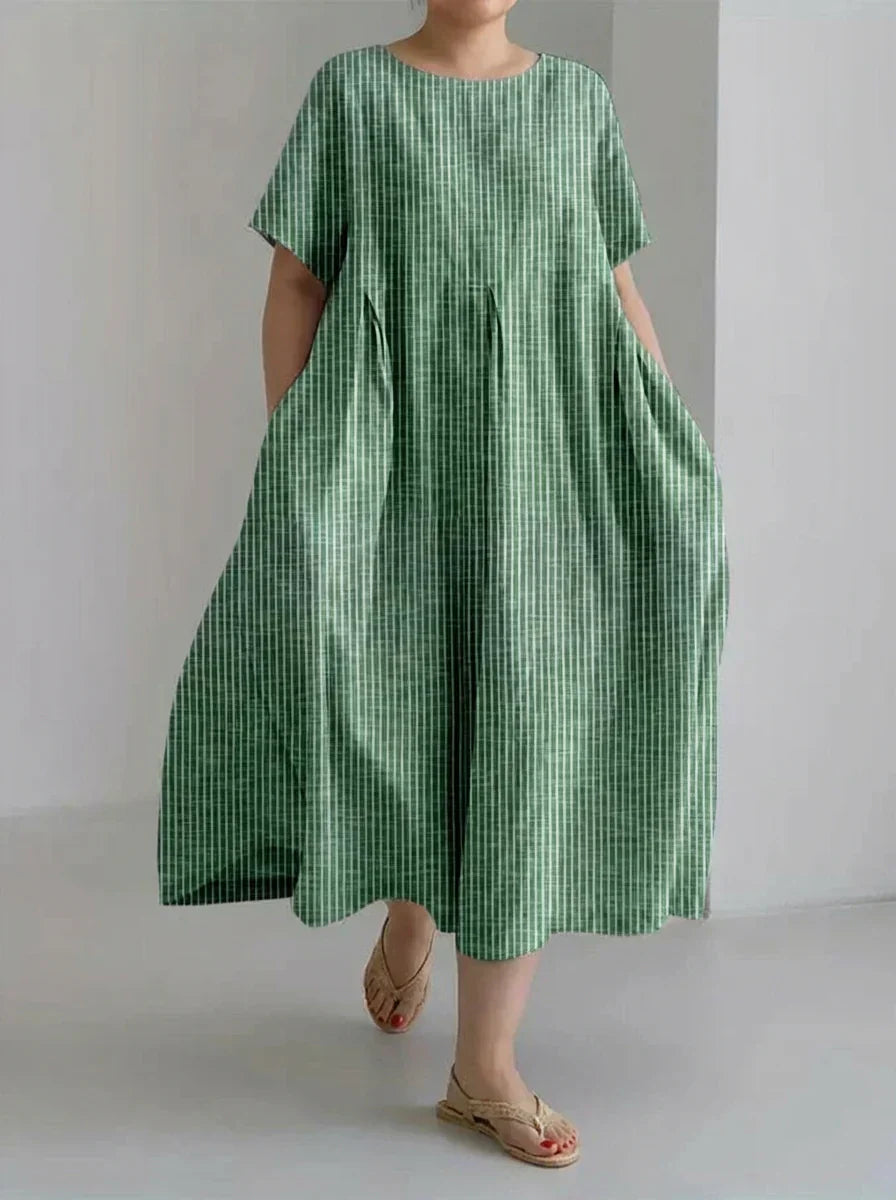 Laisa | Ladies Casual With Retro Stripe Design Loose Dress