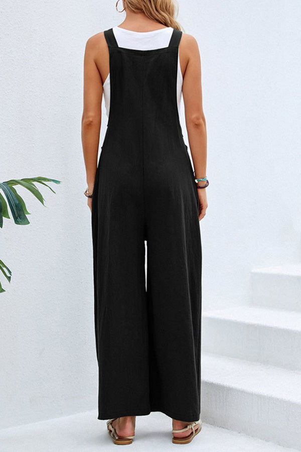 Ilse - Solid color casual suspenders overalls