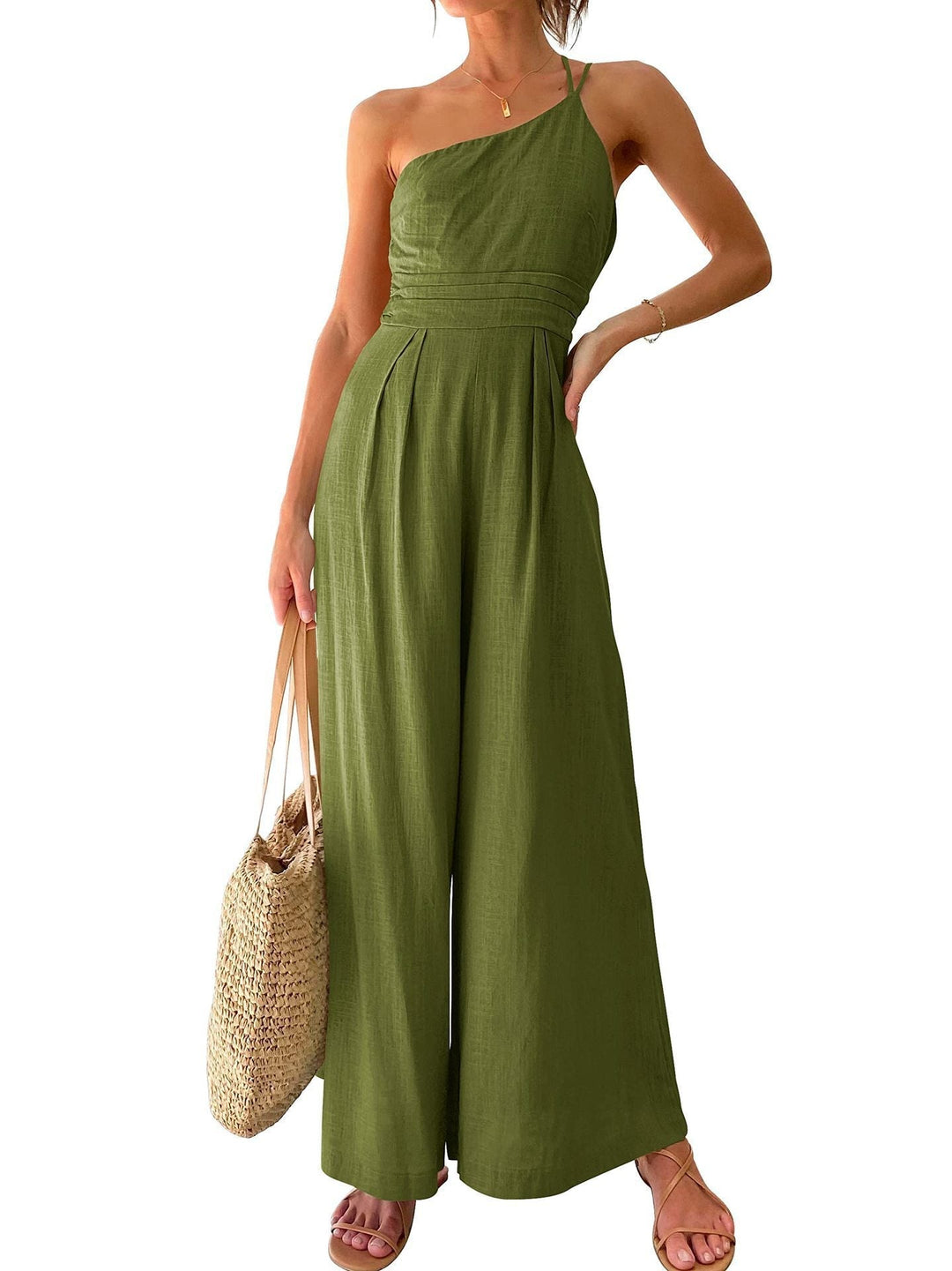 Shiloh - Sexy Sling Waist Pocket Straight Sleeveless Jumpsuit