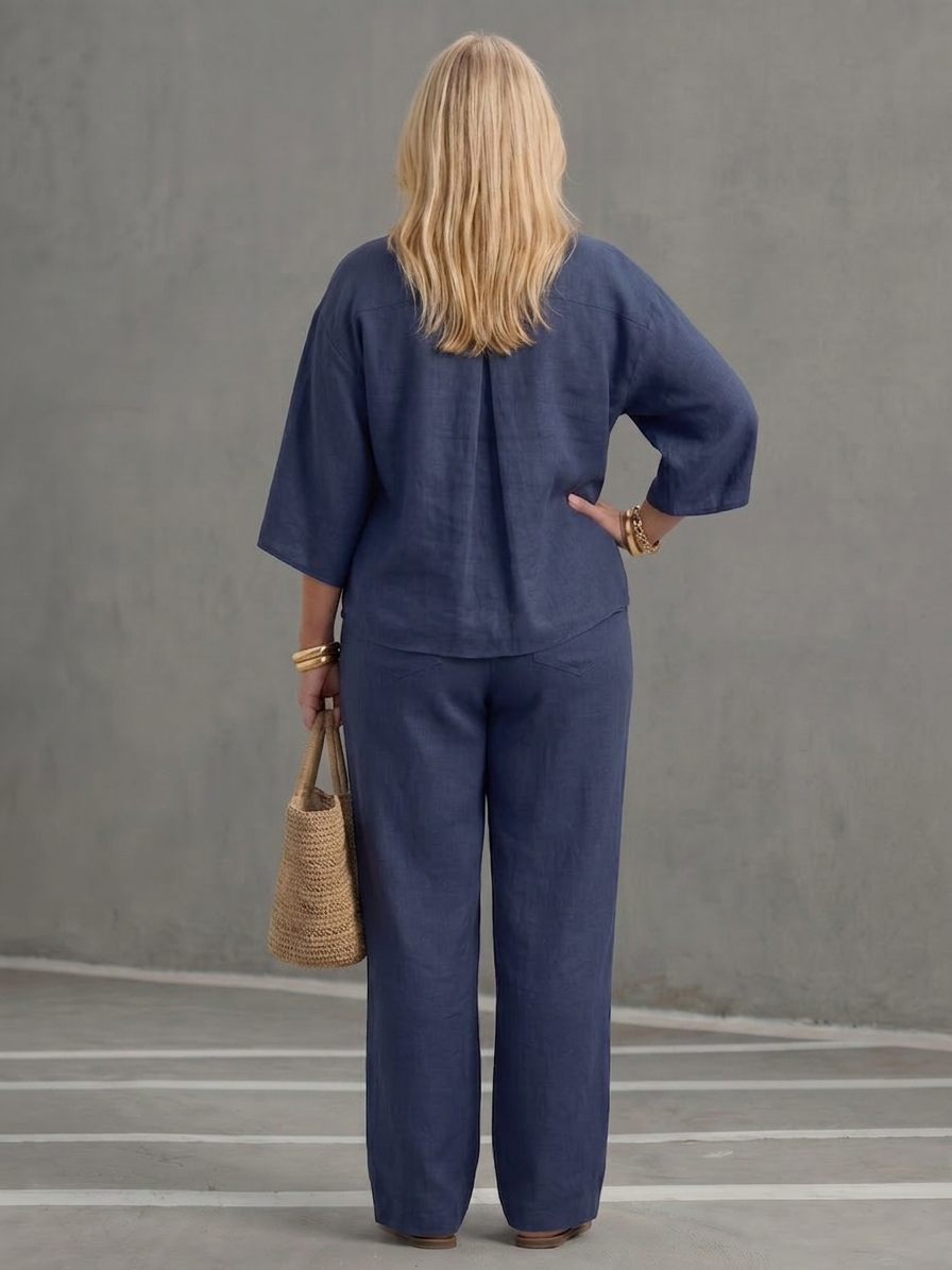 Eleni | Button Front Relaxed Tunic Trouser Set