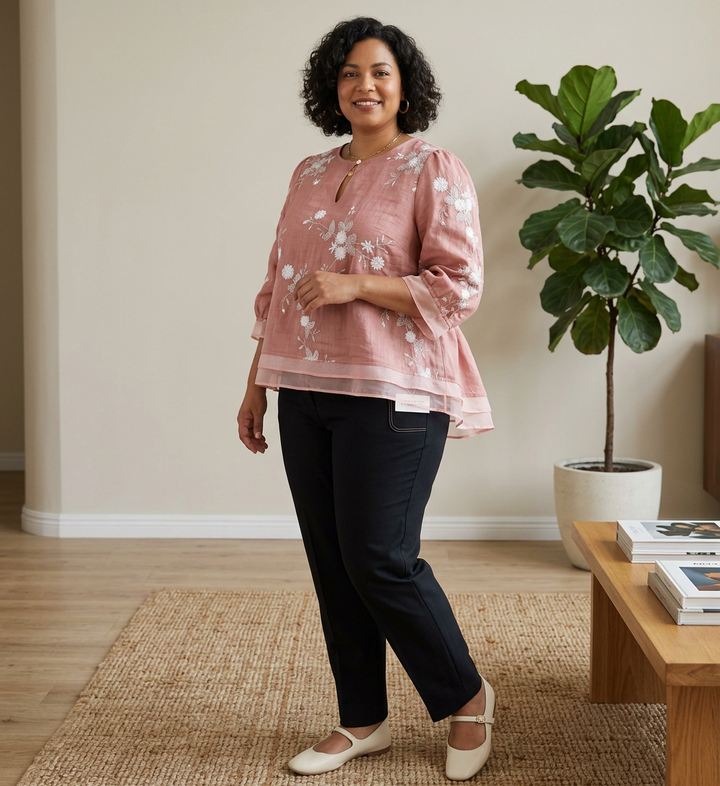 Daria - Pure Cotton Embroidered Shirt