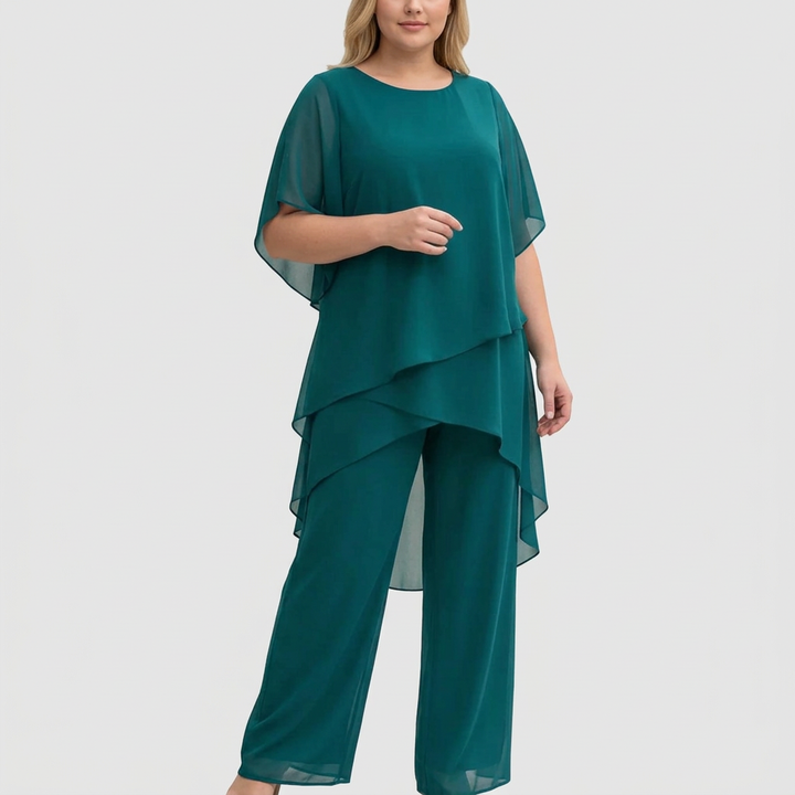 Isolde | Suit with draped palazzo Trousers