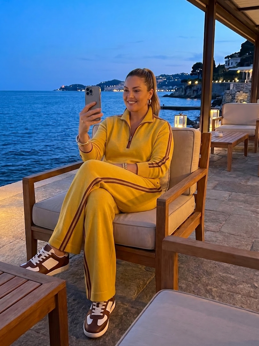 Greer | Zip Neck Long Sleeve Side Stripe Leg Trousers Set