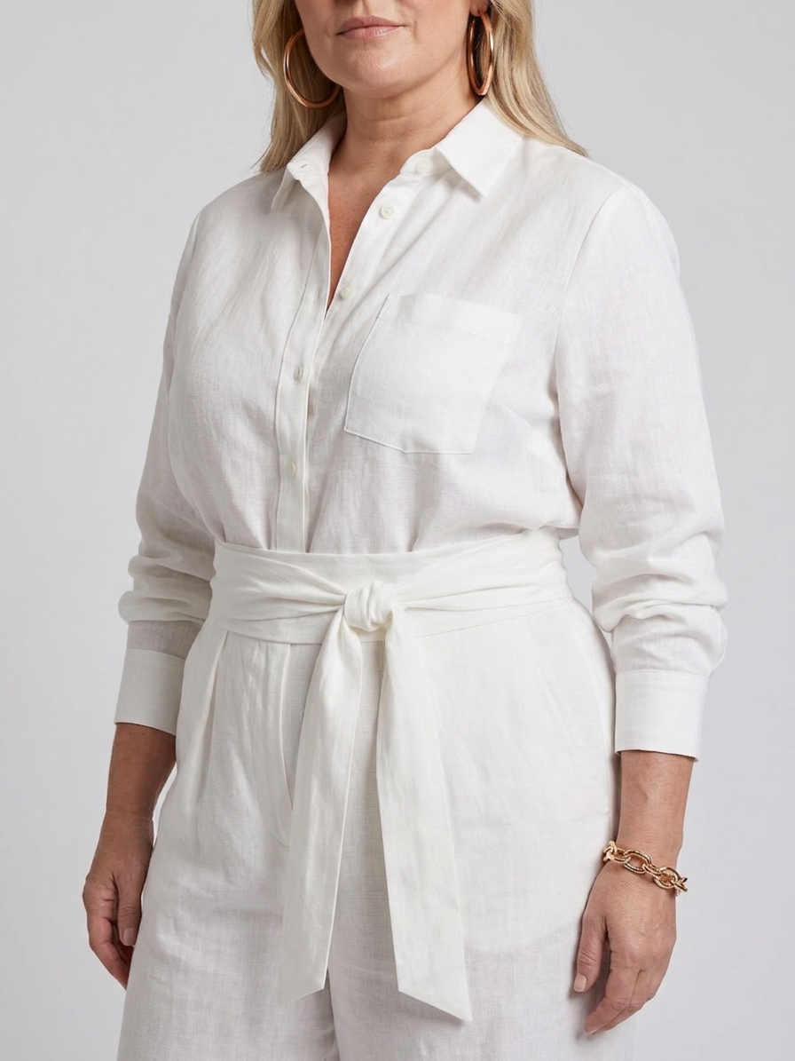 Bonnie | Long Sleeve Button Front Wide Leg Jumpsuit