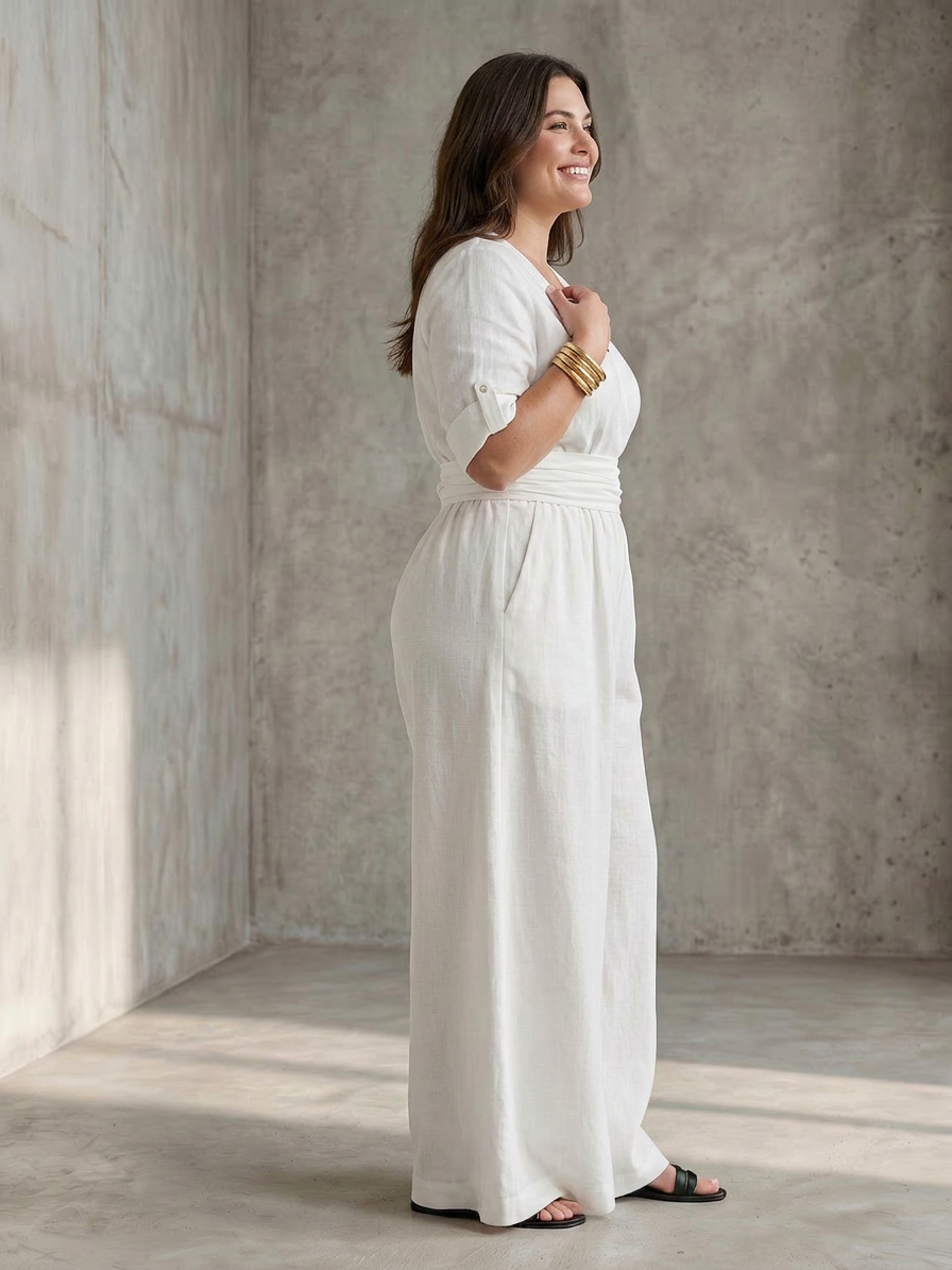 Maeve | Cross Front Wide Leg Jumpsuit