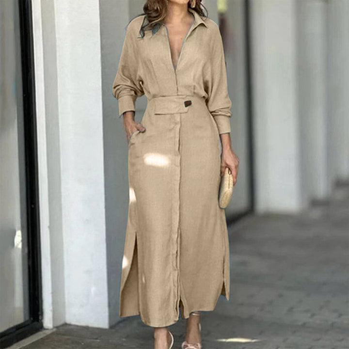 Wynne V-Neck Slim Dress: Elegant Sky Blue Statement