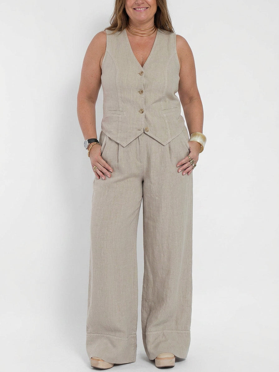 Seraphina – Co-ord Set Elegant Two-Piece With Waistcoat &amp; Trousers Wide-Leg