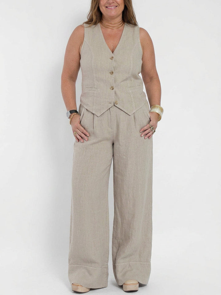 Seraphina – Co-ord Set Elegant Two-Piece With Waistcoat &amp; Trousers Wide-Leg