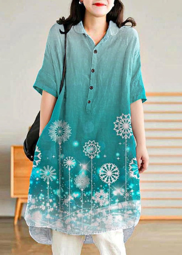 Sabine - Jade Green Linen Women Casual Linen Shirt Dress