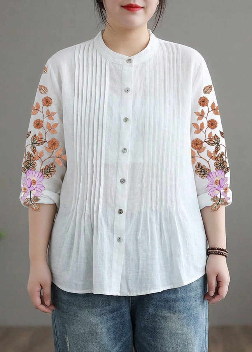 Cosima - Organic White Linen Shirt Tunics Women Ramie Blouse