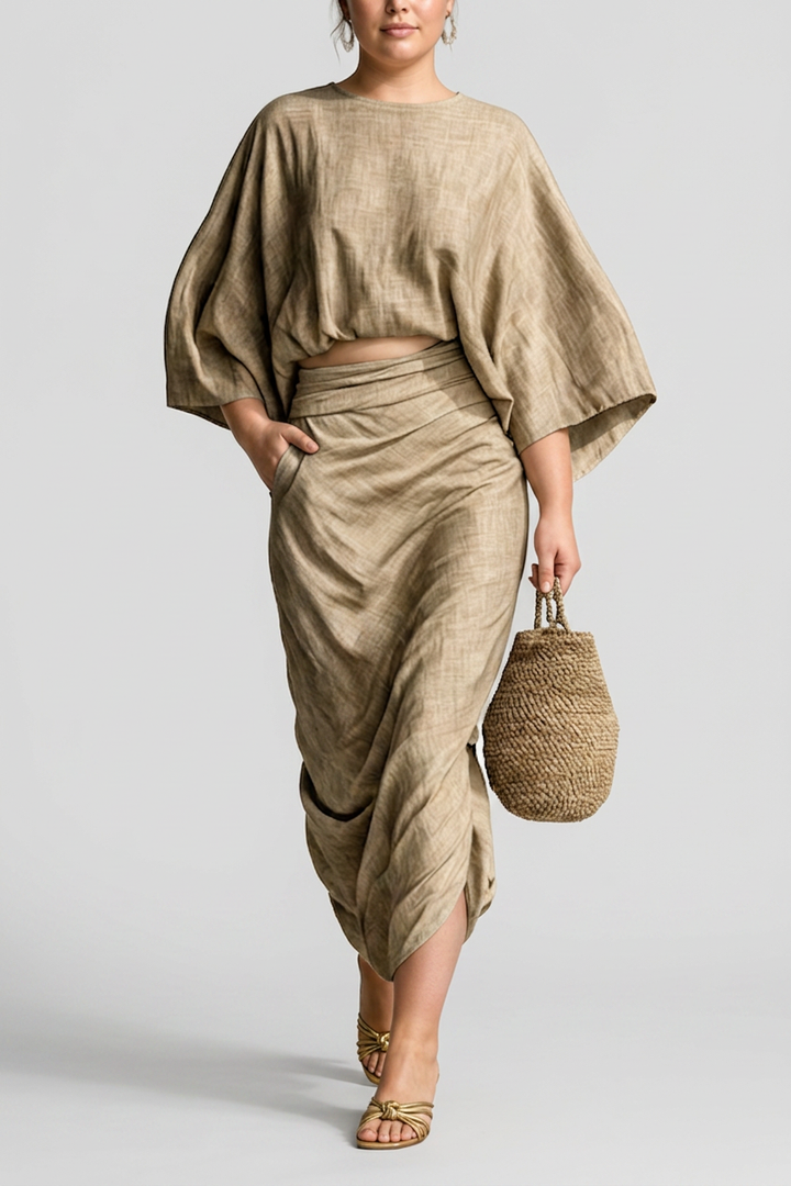 Dovie - Linen Co-ord Set Elegant With Long Skirt