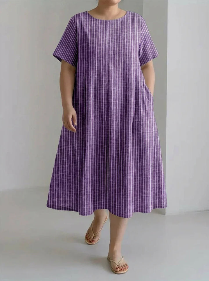 Laisa | Ladies Casual With Retro Stripe Design Loose Dress